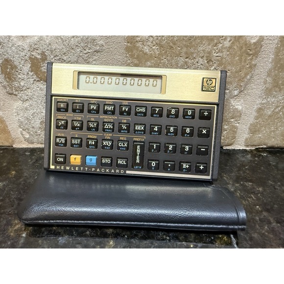 Vintage USA made 1980's Hewlett Packard HP 12C Financial Calculator with Case